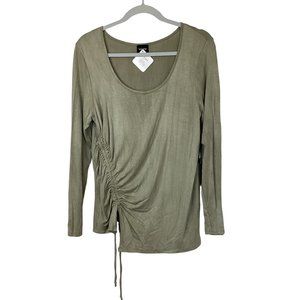 NWT Hippie Chic Side Ruche Tie Long Sleeve Shirt Stretchy Earthy Size Large